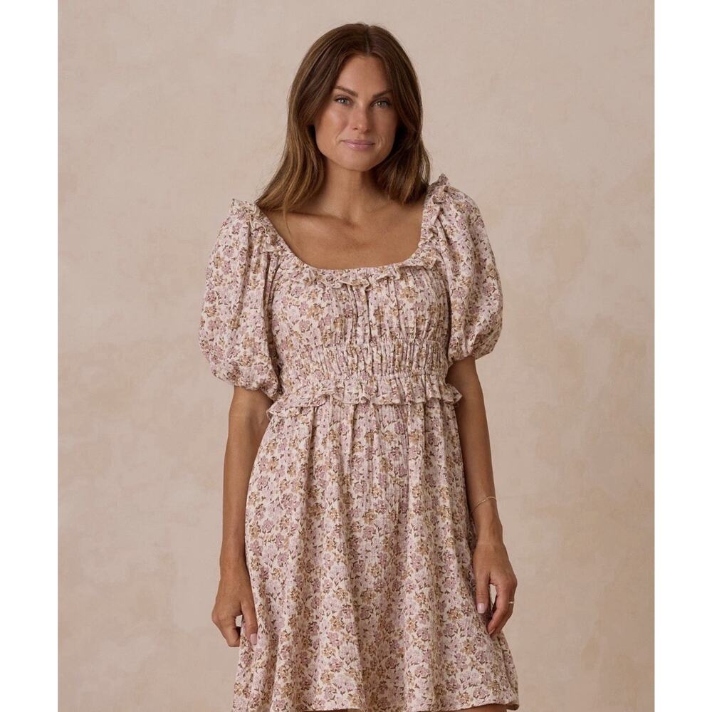 Rylee + Cru Shayla Dress Small Brown Ditsy Floral Boho Cottagecore New Ae17
